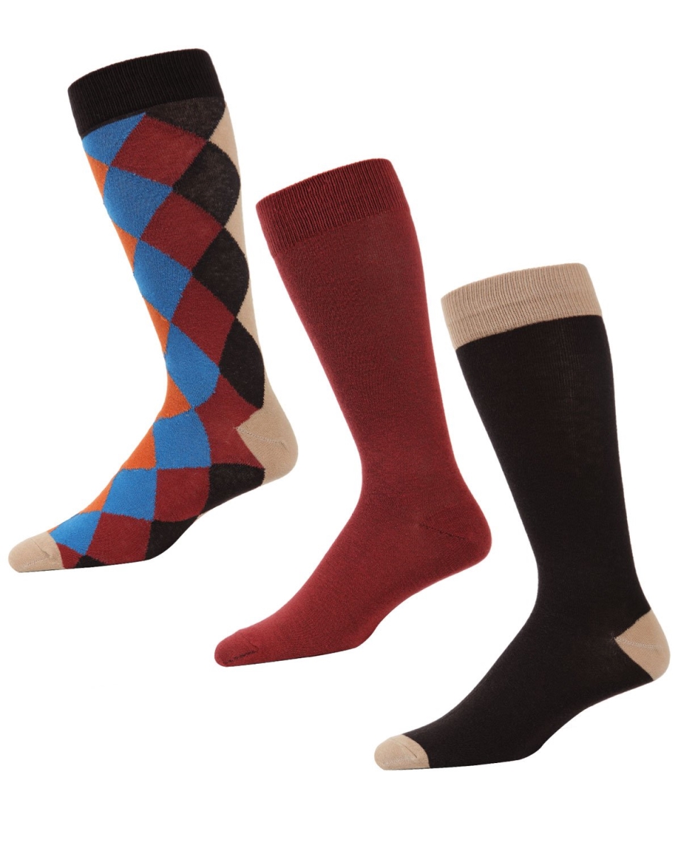 MMS4-603-21700-10 13 Mens Diamondlap Crew Socks , Brown Heather - Size 10-13 - Pack of 3 -  Memoi