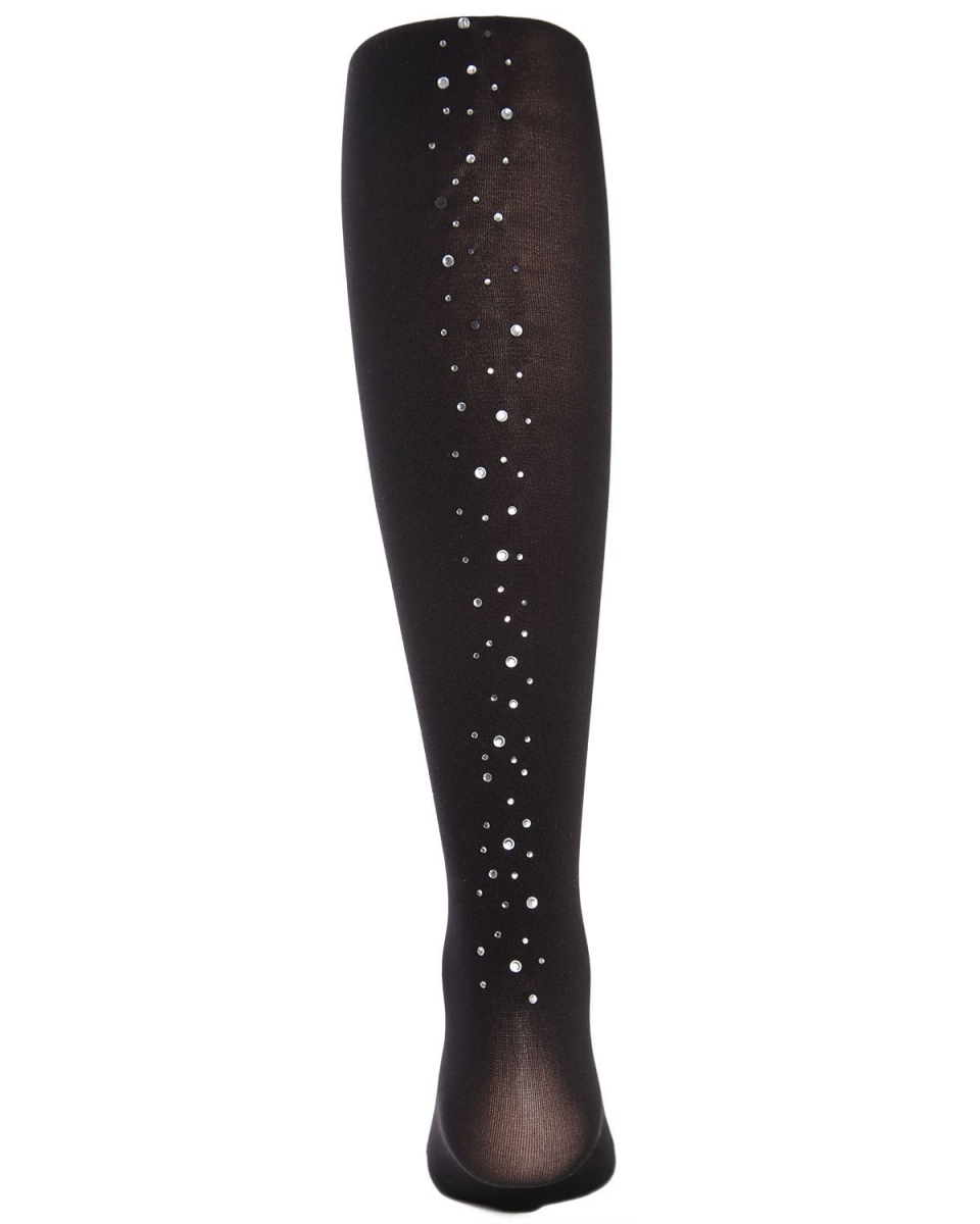 Runway Ready Rhinestone Girls Tights - Black - Size 2-4