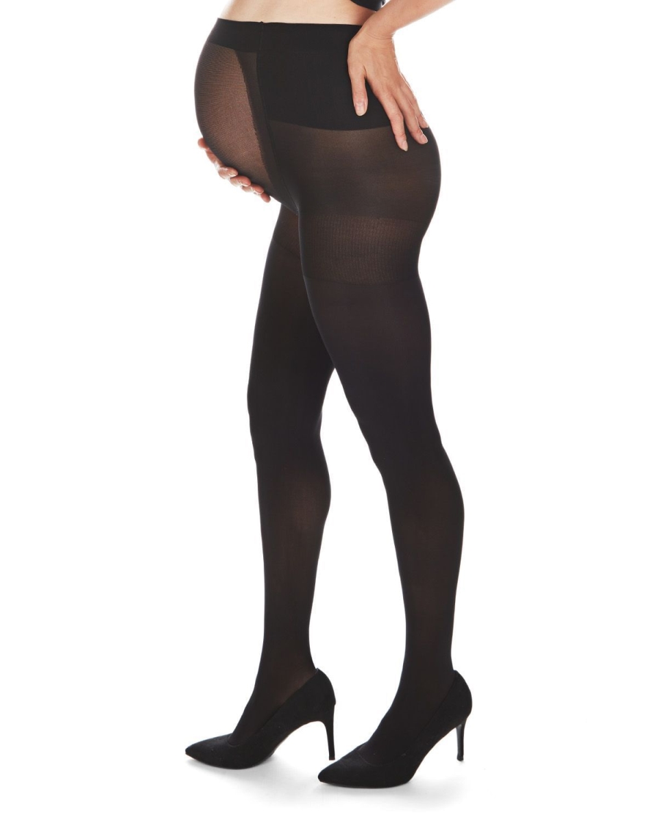MA-404-00001-L-XL Microfiber Opaque Maternity Tights, Black - Large-Extra Large