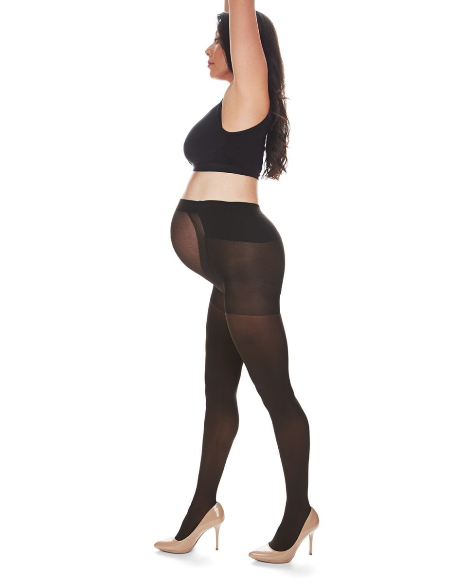 MA-404-20502-Q1-2 Microfiber Opaque Maternity Tights, Dark Chocolate - Size Q1-2