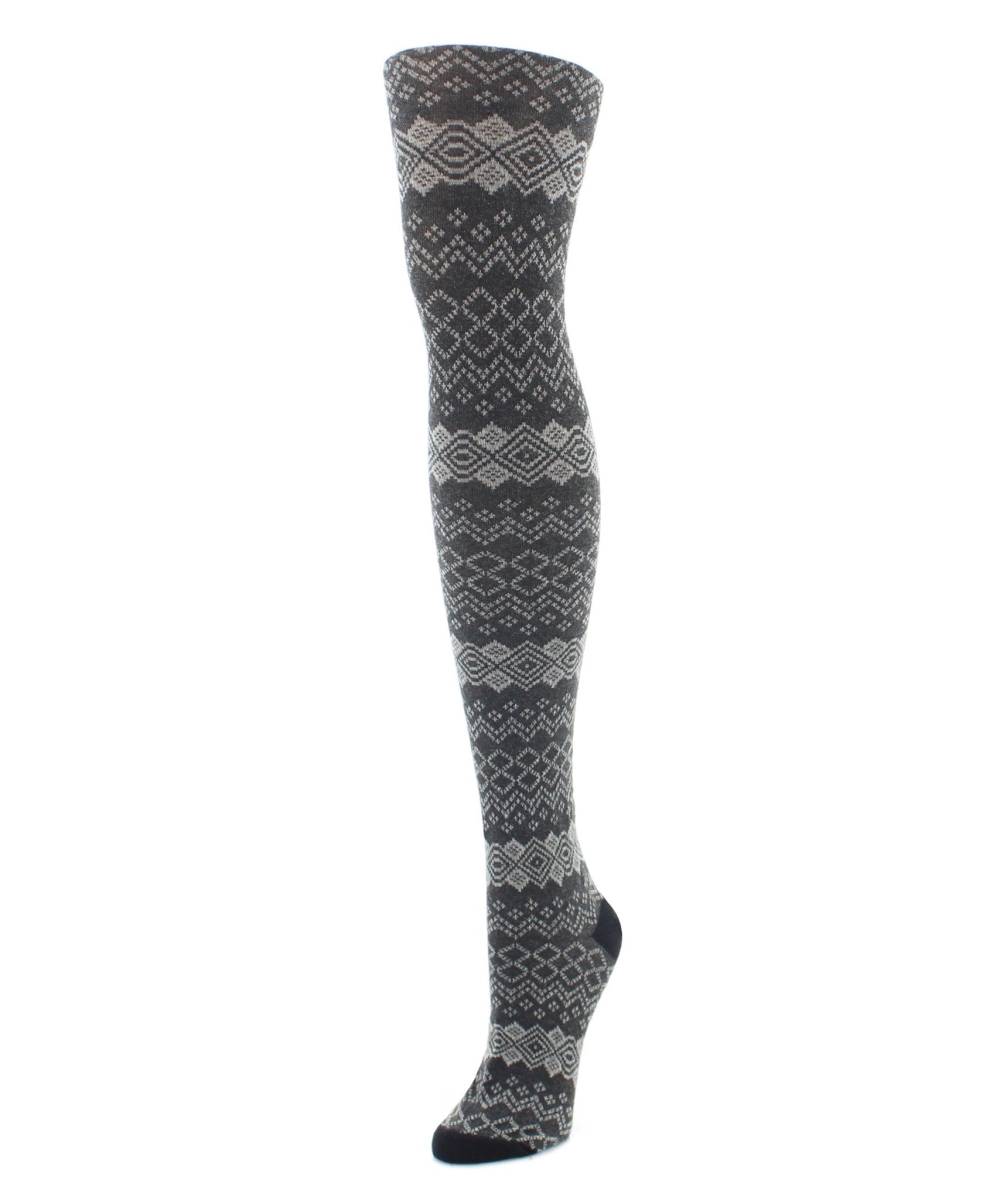 Black Horizontal Diamond Sweater Tights - Small-Medium