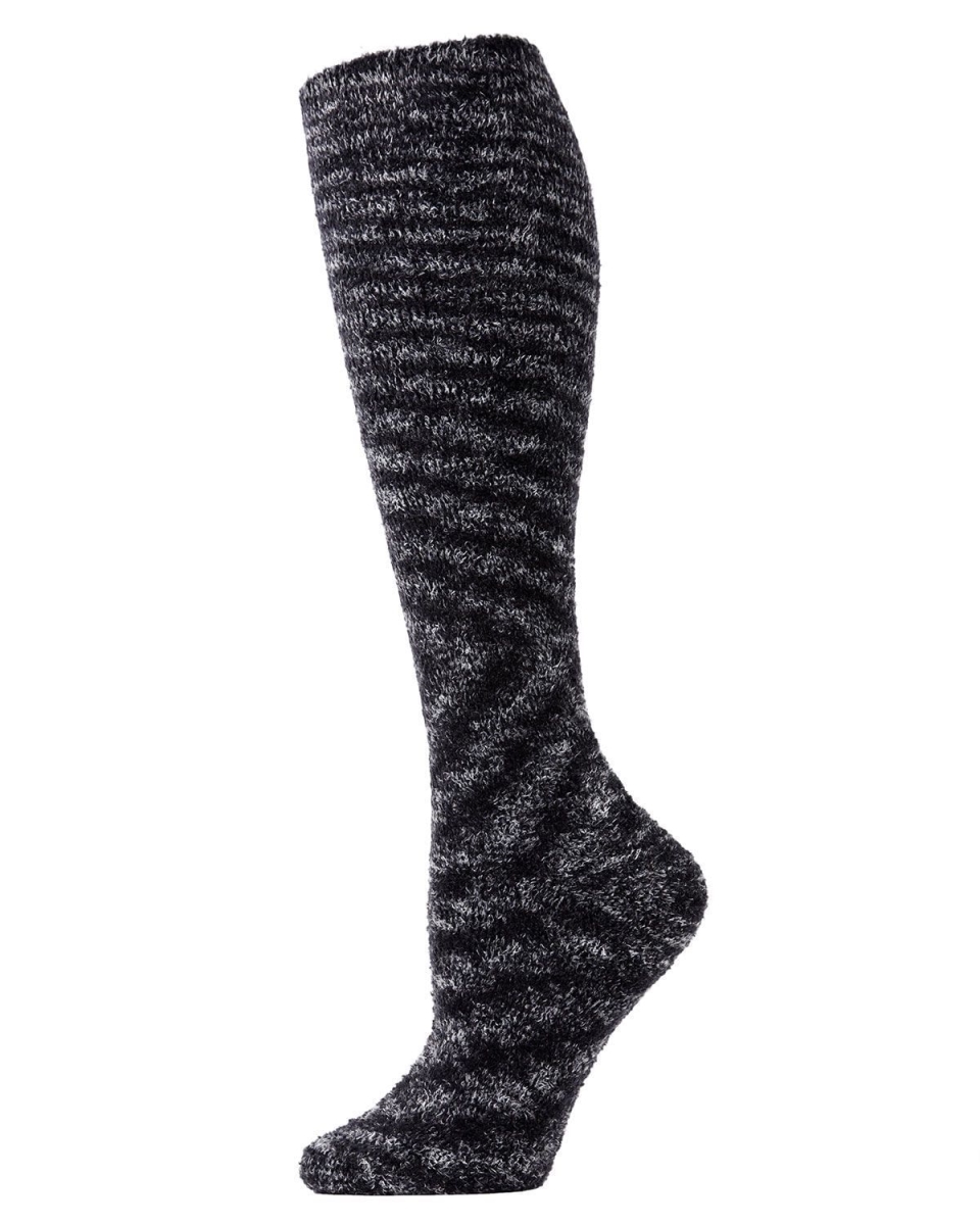 MFP05400-96016-9-11 High Frequency Knee High Socks for Womens, Black & White - Size 9-11