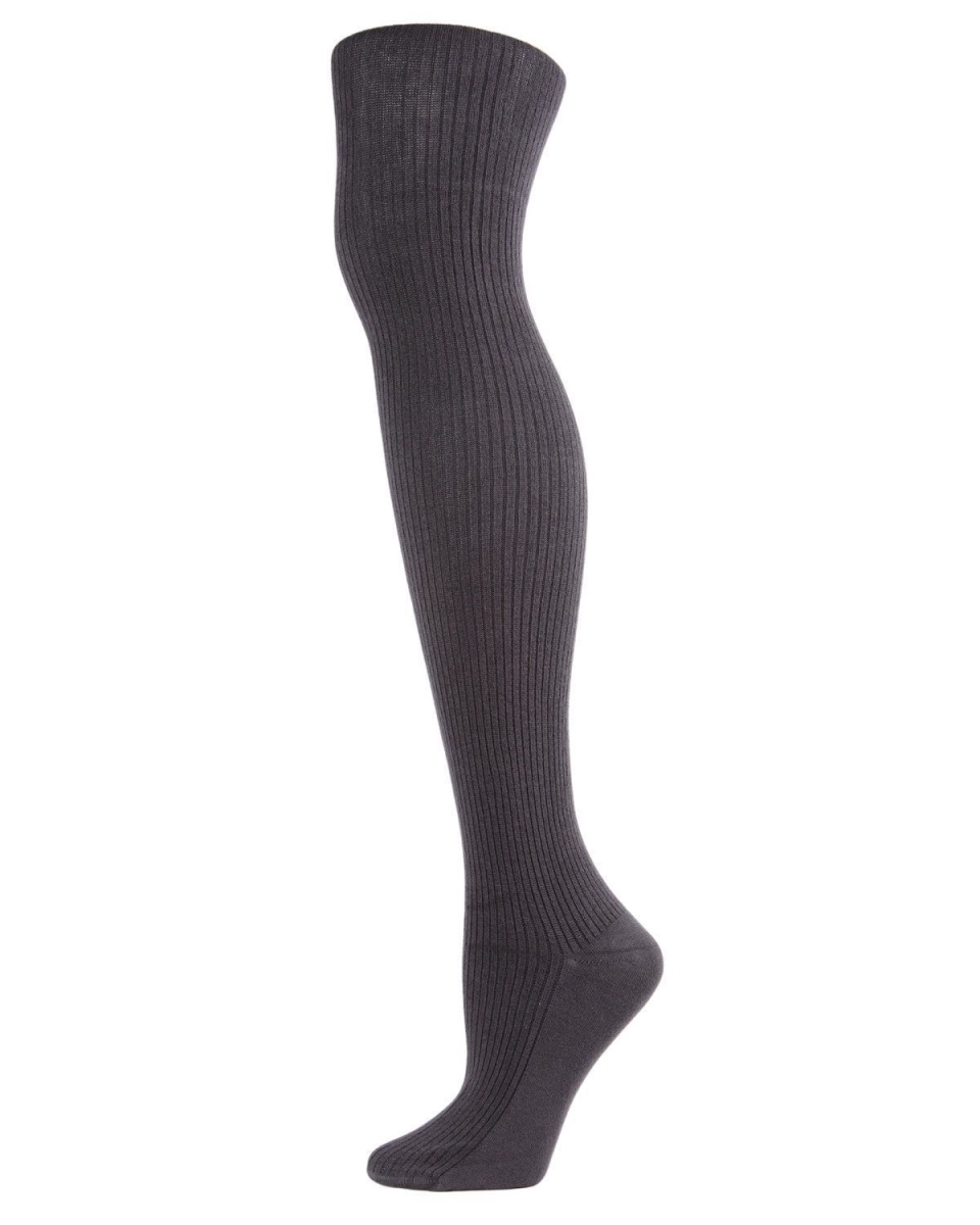 EM-204-1-06215-S-M Organic Cotton Rib Tights for Womens, Earl Gray - Small-Medium