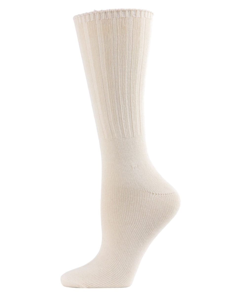 EM-210-6-11017-9-11 Organic Cotton Casual Crew Socks for Womens, Cauliflower - Size 9-11 -  Memoi