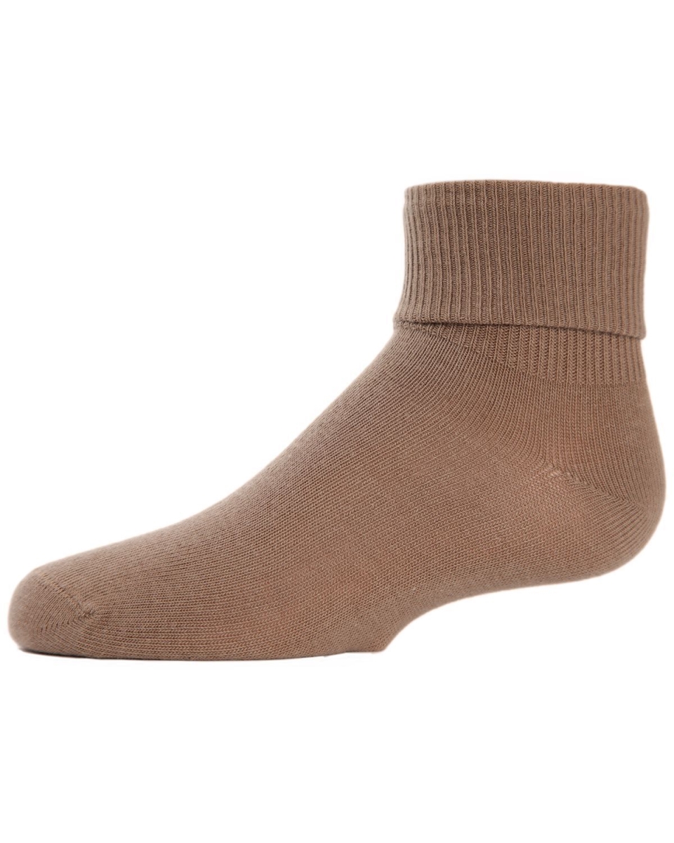 MK-5058-25602-2 Triple Roll Toddlers Ankle Socks, Deep Tan - Size 2