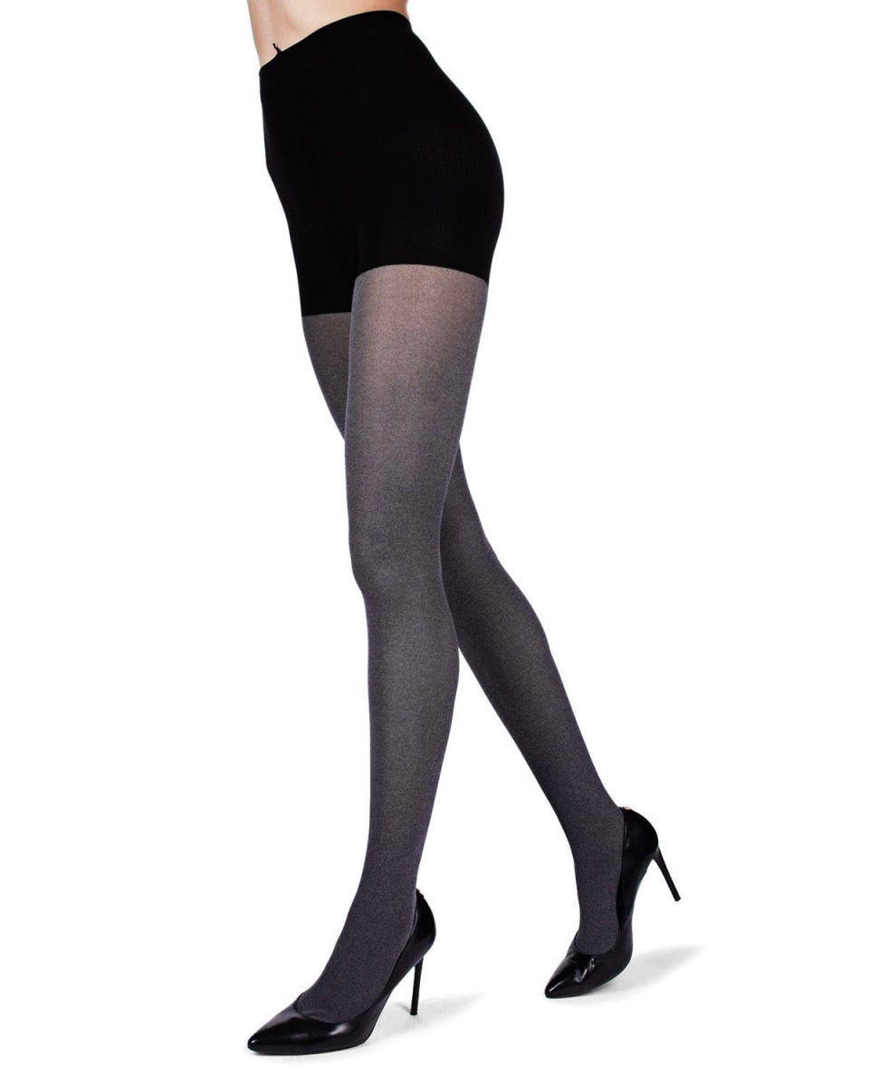 MO-894-00001-M-L Firmfit Heather Control Top Tights for Womens, Black - Medium-Large