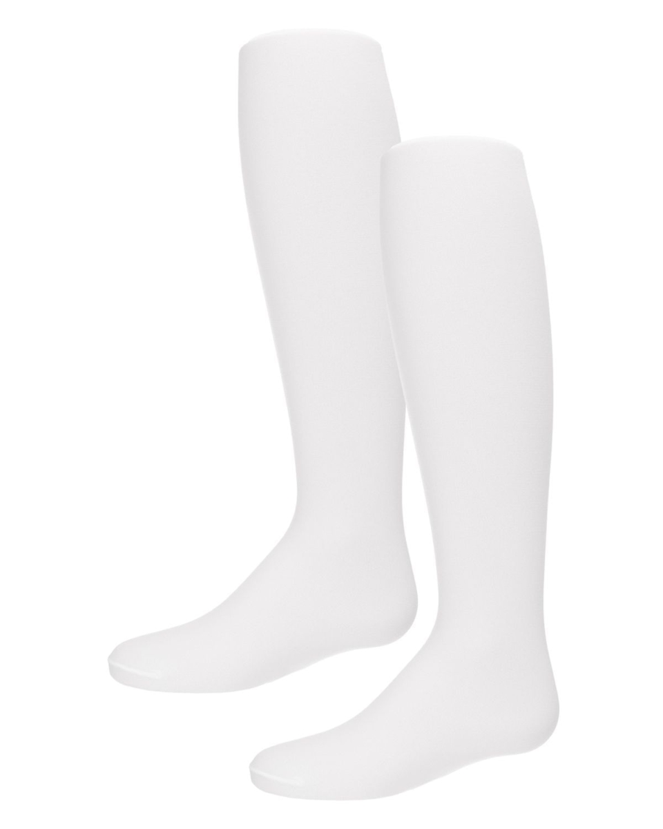MKTD-007-10108-7-10 Solid Girls Microfiber Tights, White - Size 7-10 - Pack of 2