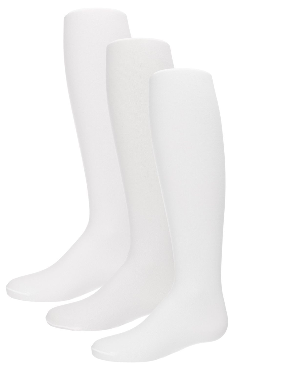 Girls' 3 Pair Pack Essential Rhumba Opaque Tights - White-White-White / 4-6