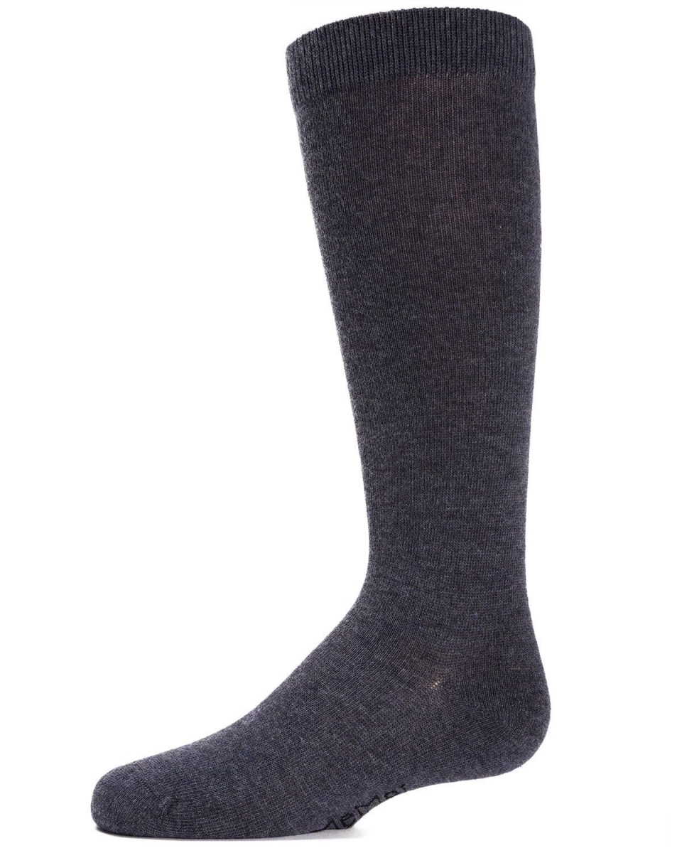 Girls Ribbed Classic Cotton-Rich Solid-Color Knee High Sock - Denim / 14