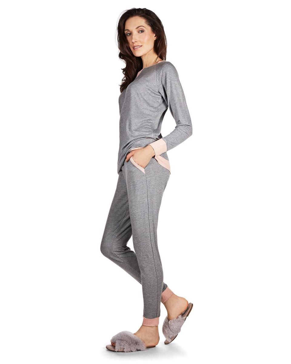 CTL06187-02116-XS All Day Lounge Raglan Pullover Top for Womens, Gray Heather - Extra Small