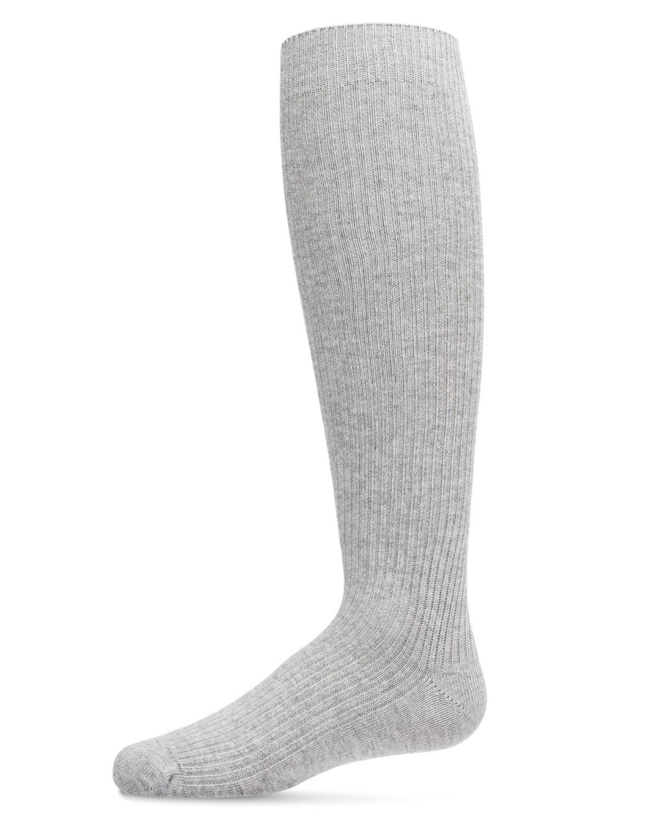 MK-5256-06018-2 Thin Ribbed Girls Knee High Sock, Light Gray - Size 2