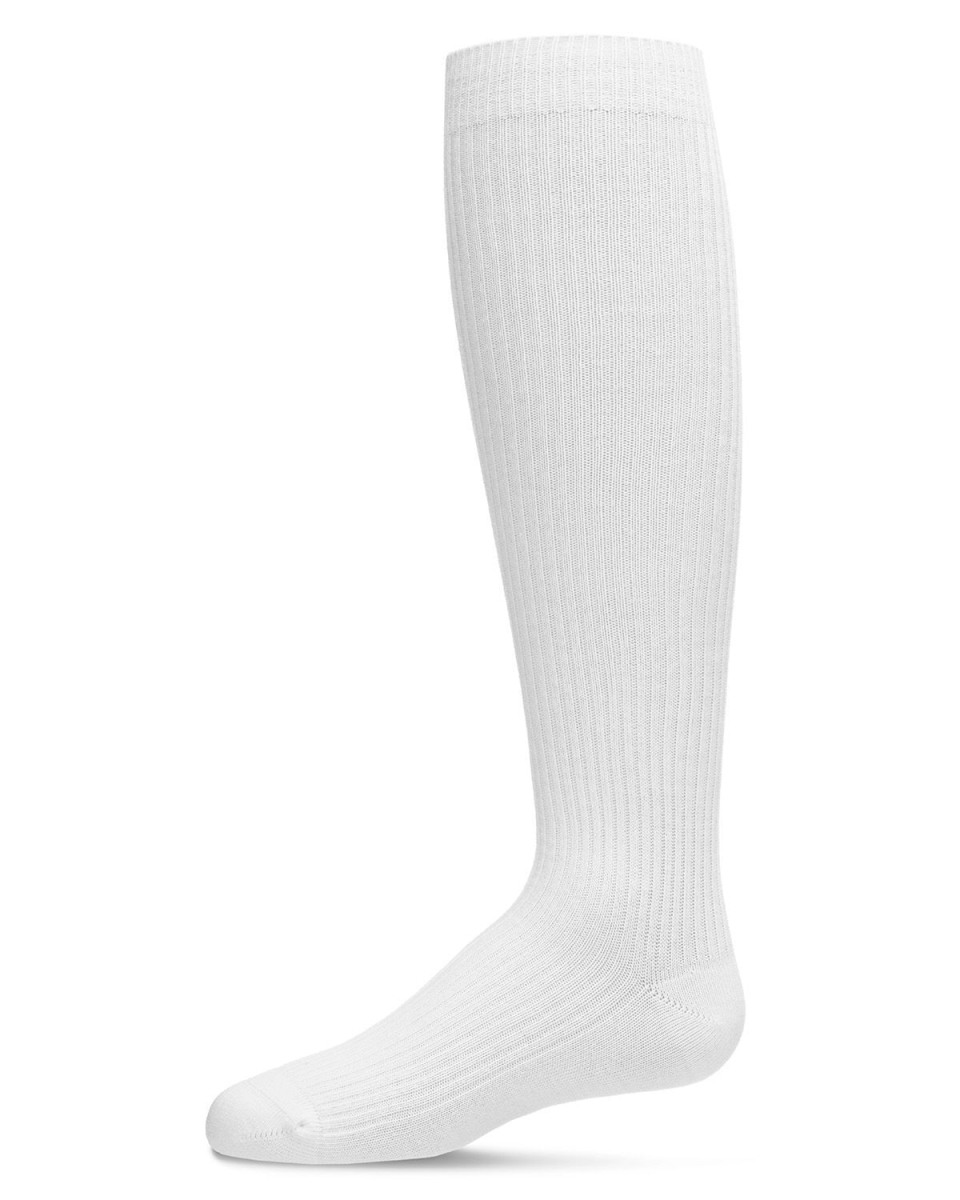 MK-5256-10103-8 Thin Ribbed Girls Knee High Sock, White - Size 8