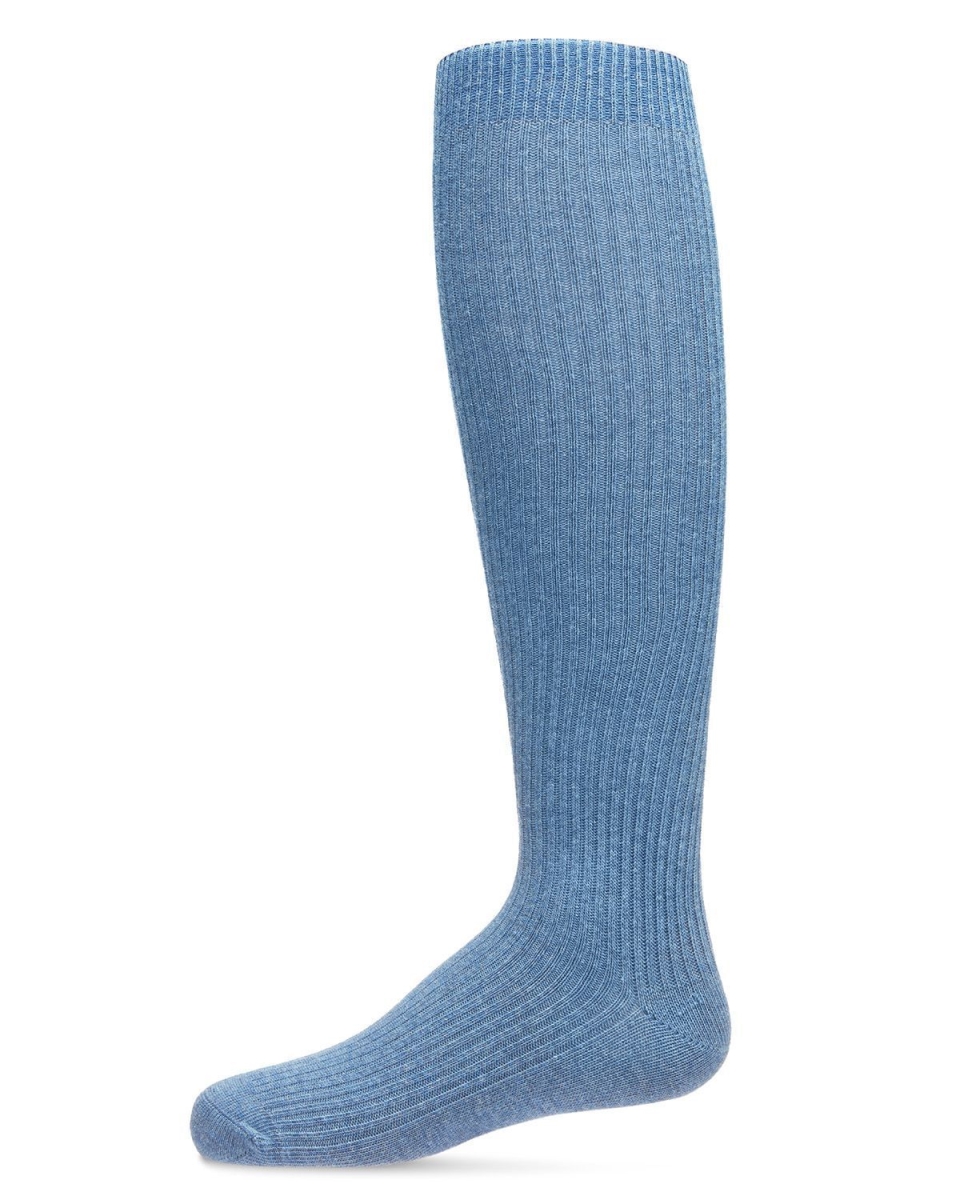 MK-5256-45013-8 Thin Ribbed Girls Knee High Sock, Light Denim - Size 8