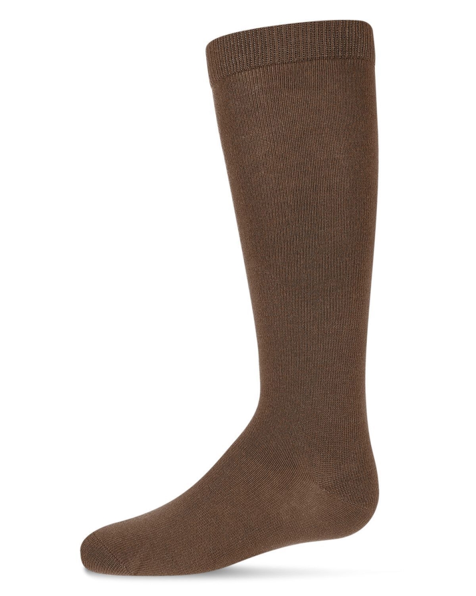 Girls Ribbed Classic Cotton-Rich Solid-Color Knee High Sock - Latte / 8