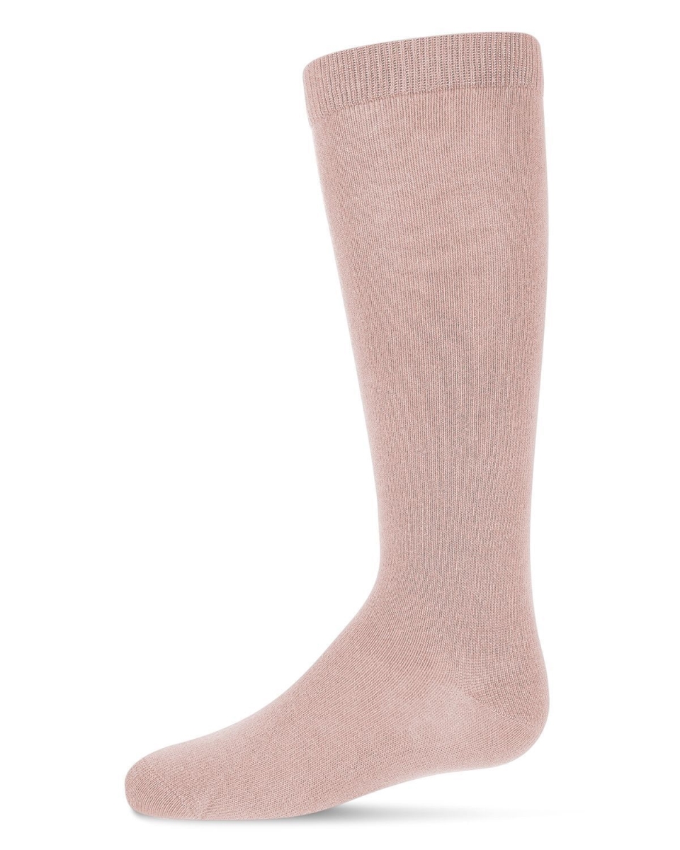 Girls Ribbed Classic Cotton-Rich Solid-Color Knee High Sock - Blush / 10