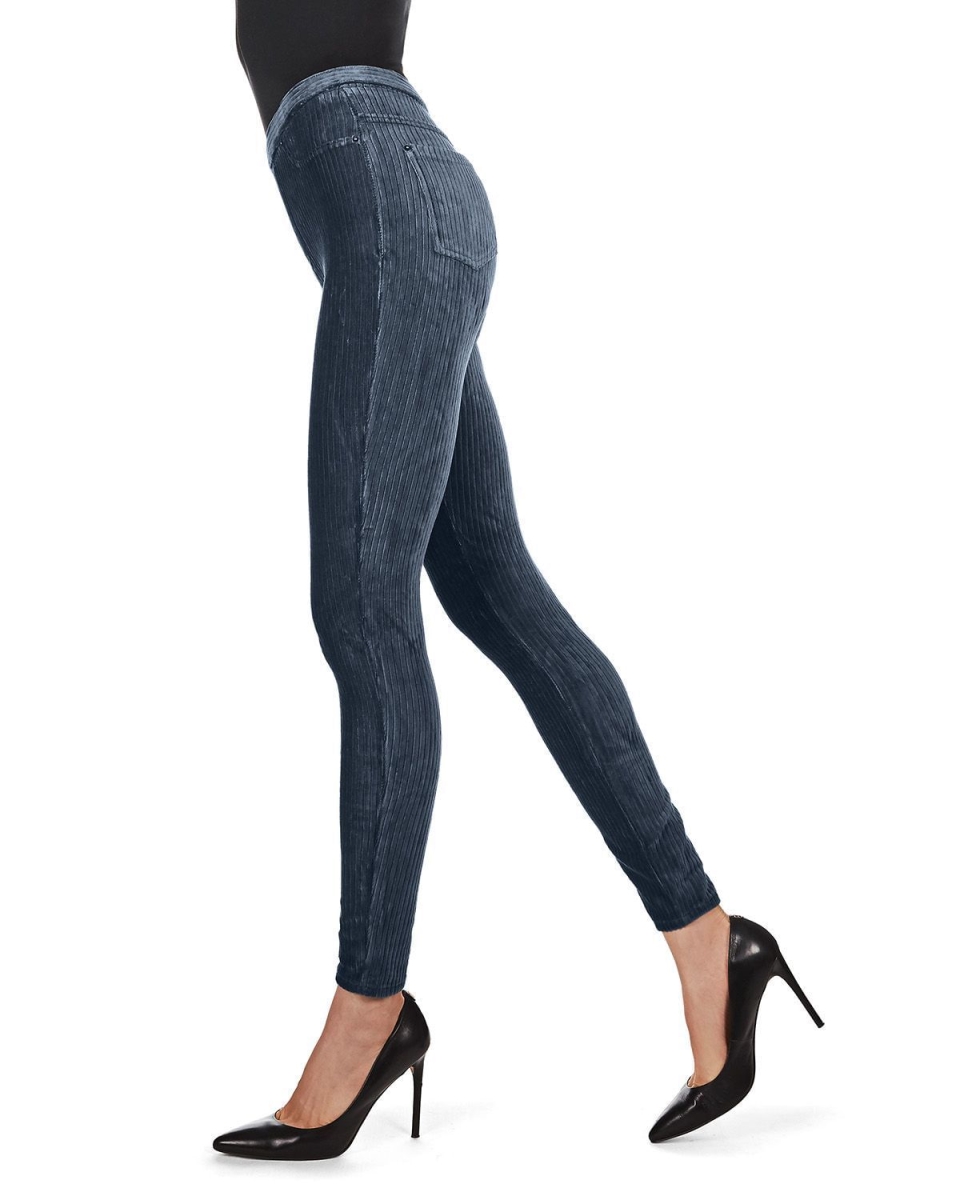 Wide-rib Stretch Corduroy Leggings for Womens - Slate Blue - Small-Medium