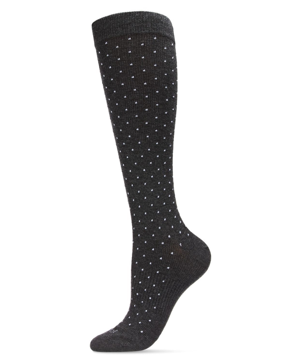 Unisex Swiss Dot Cotton Blend 15-20mmHg Graduated Compression Socks - Dark Gray Heather / 9-11