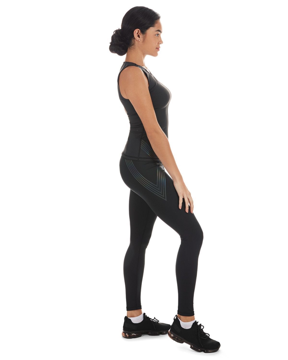 Reflective Rainbow Smoothing Stretch Athletic Tank Top - Black / XS