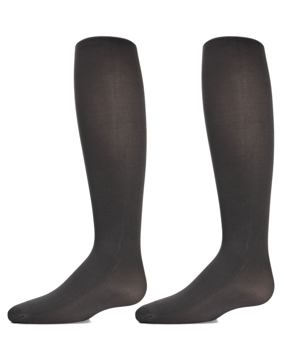 Girls Essentials Nylon Tights - Charcoal - Size 10-12 - Pack of 2