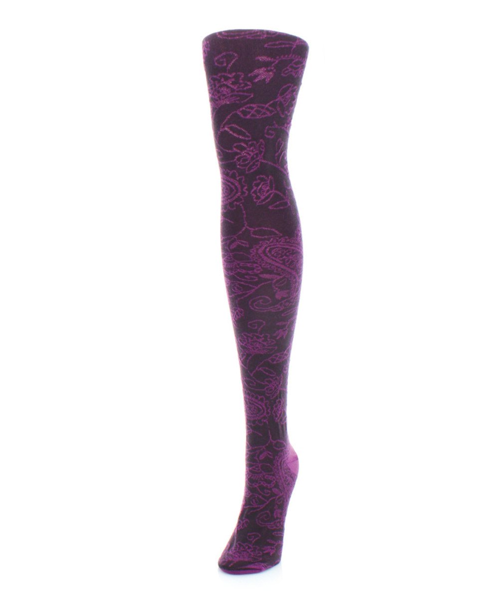 MF4-101-50104-M-L Paisley Pop Sweater Tights for Womens, Phlox - Medium-Large