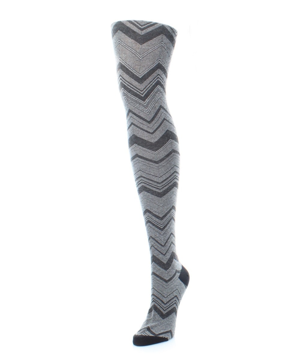 Chevron Stripe Sweater Tights for Womens Black - Medium-Large