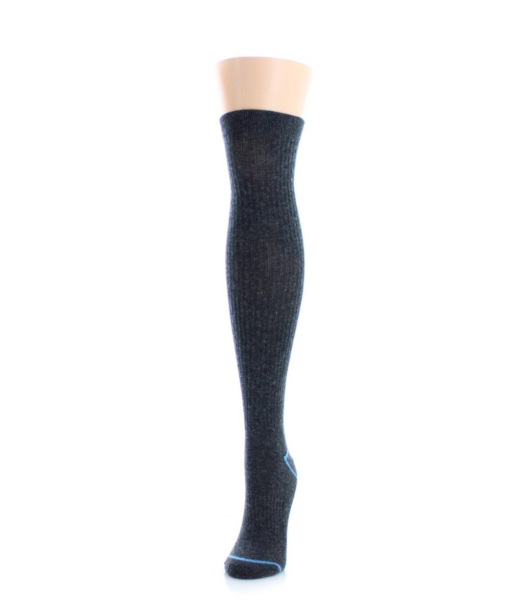 ML-743-00001-OS Vertical Basics Wool Half Cushioned Knee High Sock for Womens, Black - One Size