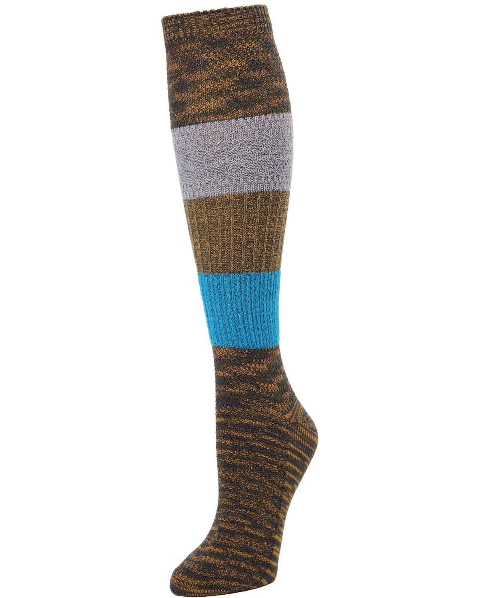 MF6-745-02102-OS Marled Combo Pattern Knee High Socks for Womens, Rosin Heather - One Size