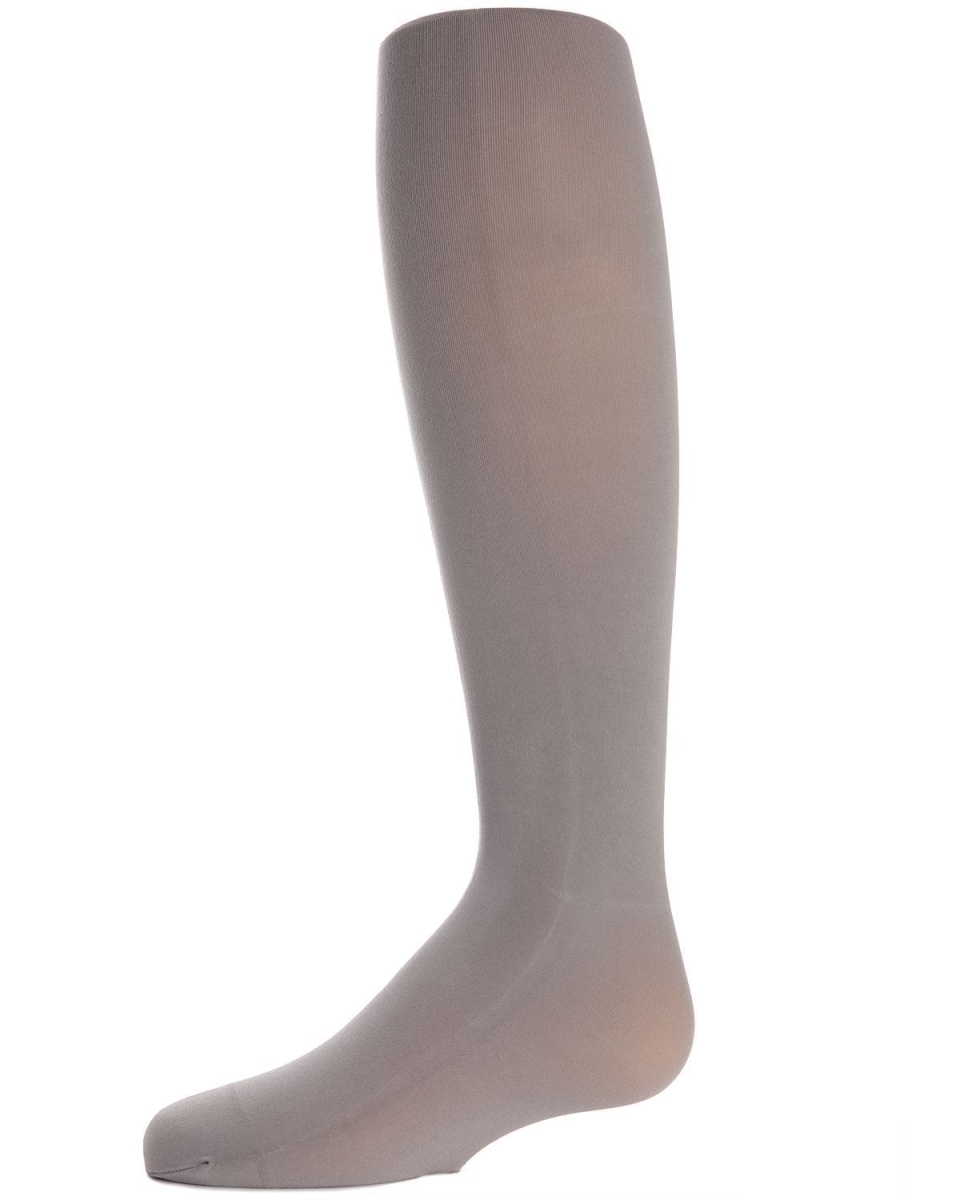 Girls Opaque Microfiber Matte Nylon/Spandex Winter Tights - Light Gray / 2-4