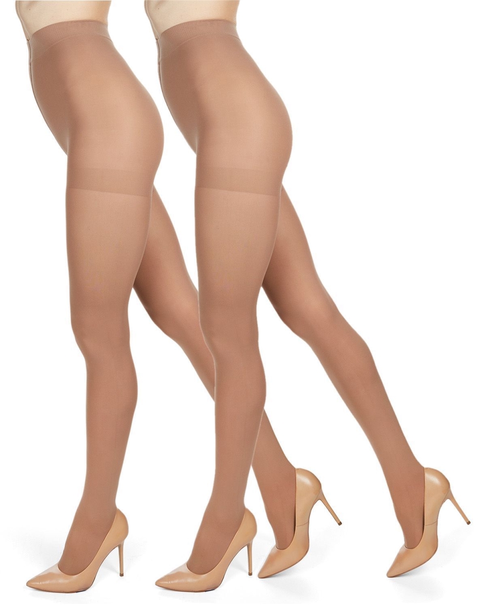 Perfectly Opaque Control Top Microfiber Tights for Womens Honey - Large-Extra Large - Pack of 2