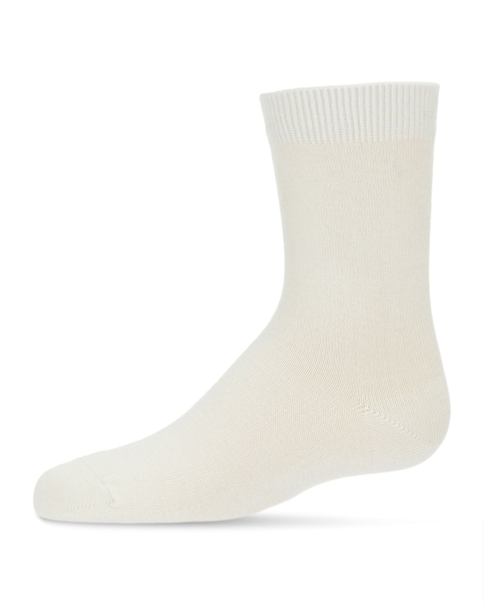MK-6166-11700-8 Bamboo Kids Crew Socks, Winter White - Size 8