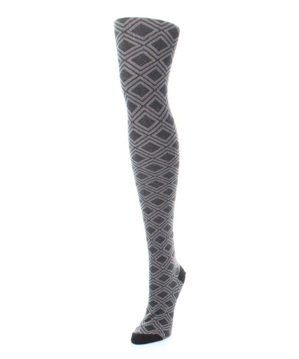 MF4-105-00001-M-L Diamond Daze Sweater Tights for Womens, Black - Medium-Large
