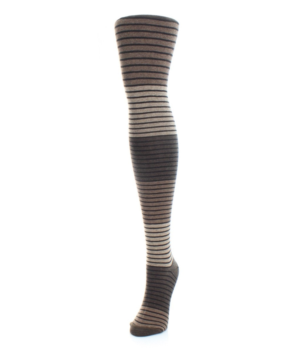 MF4-113-21700-S-M Gradient Stripes Sweater Tights for Womens, Brown Heather - Small-Medium