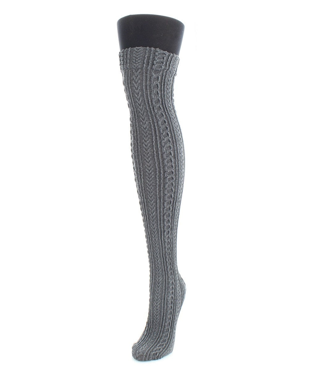 MF4-141-99854-M-L Textured Chains Opaque Tights for Womens, Black & Gray - Medium-Large