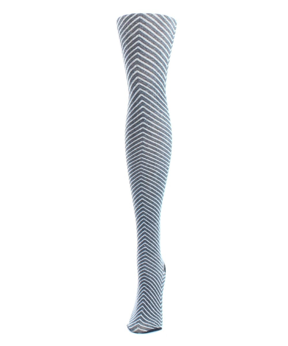 Chevron Knit Sweater Tights for Womens - Black - Medium-Large