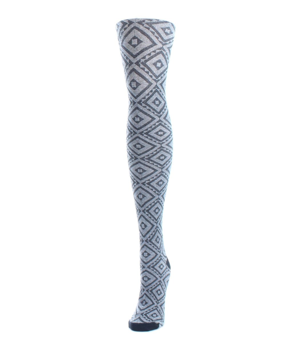 MF5-107-00001-S-M Diamond Cut Sweater Tights for Womens, Black - Small-Medium