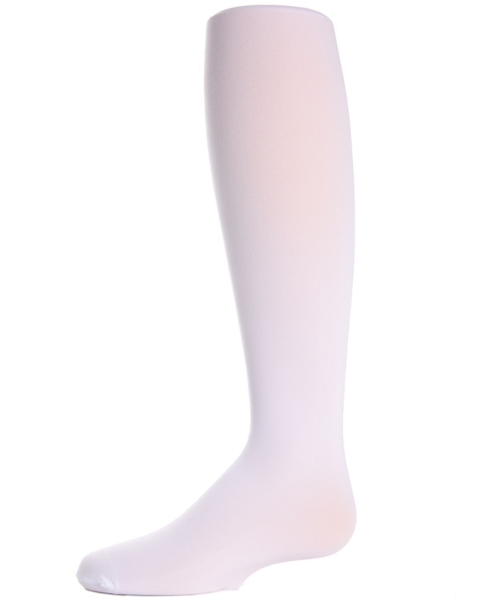 Girls Opaque Microfiber Matte Nylon/Spandex Winter Tights - White / 4-6