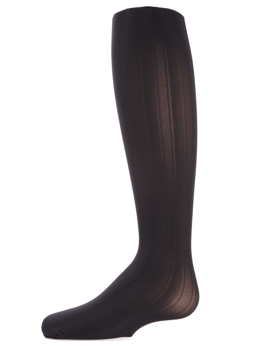 MK-226-00001-2-4 Girls Essentials Vertical Stripe Tights, Black - Size 2-4