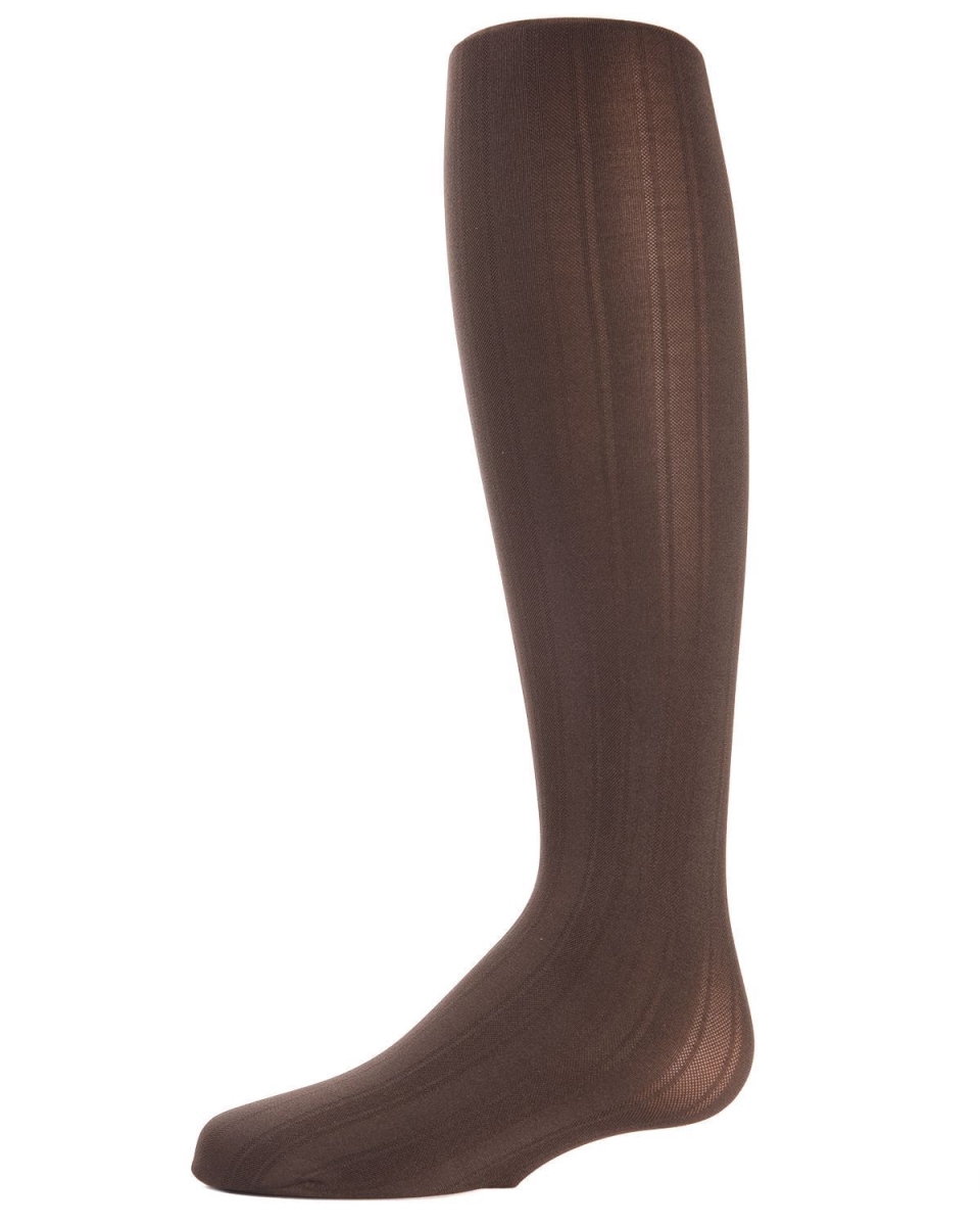 MK-226-20000-2-4 Girls Essentials Vertical Stripe Tights, Brown - Size 2-4