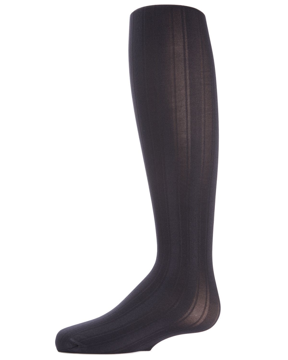 MK-226-40120-4-6 Girls Essentials Vertical Stripe Tights, Navy - Size 4-6