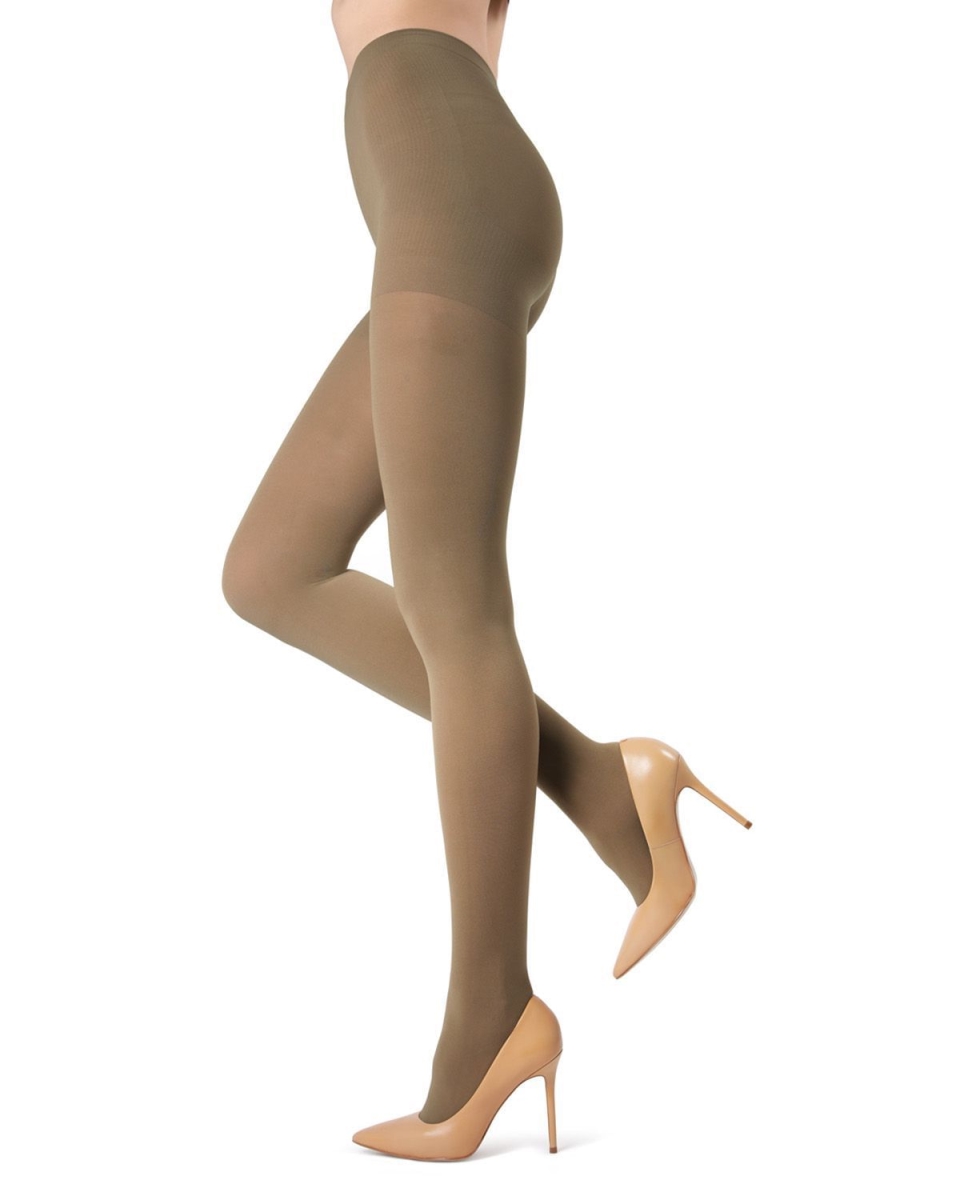 Melas Microfiber Opaque Control Top Tights for Womens Taupe - Large-Extra Large