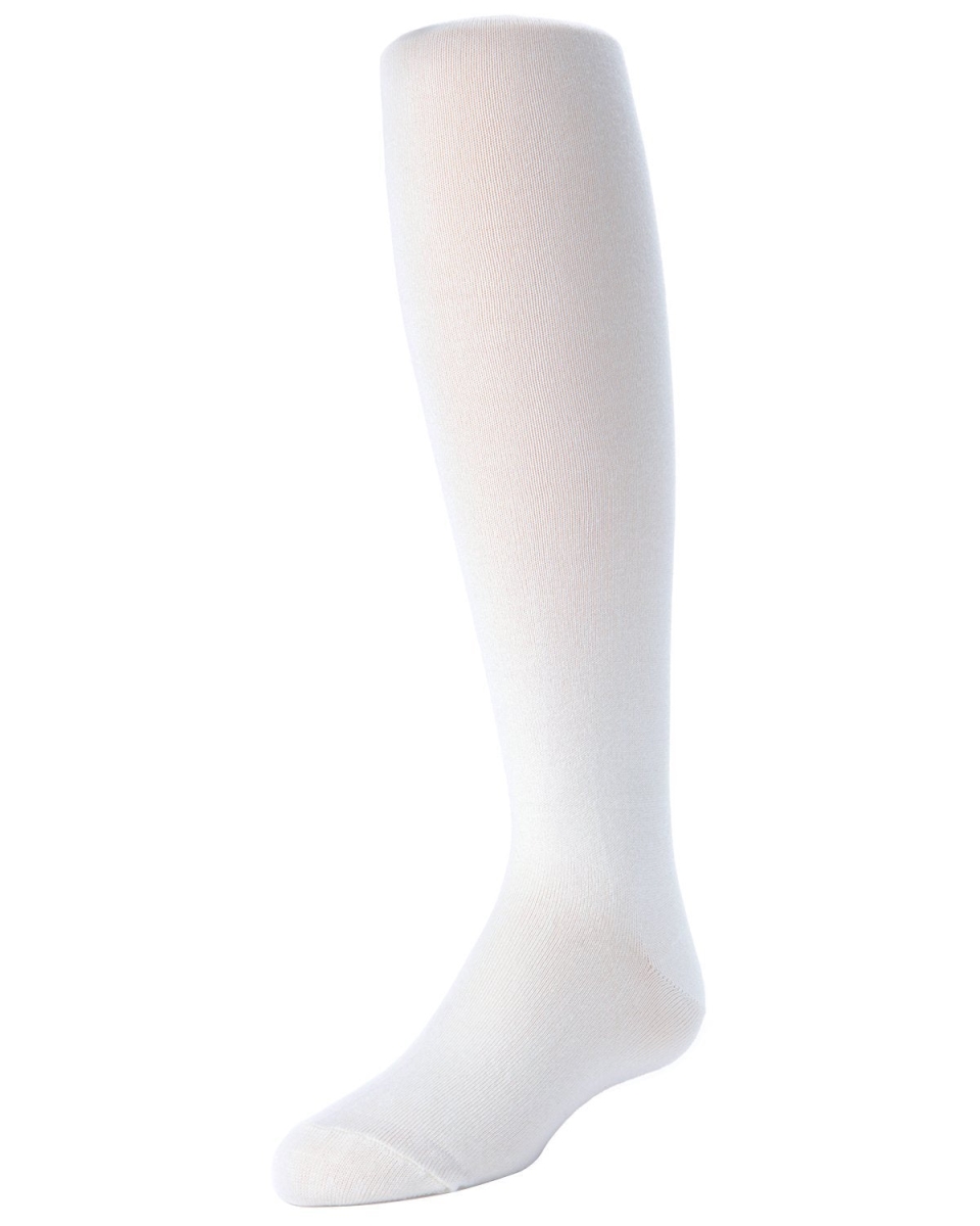 Baby and Toddler Girls Cotton-Rich Opaque Mini-Ribbed Sweater Tights - White / 18-24