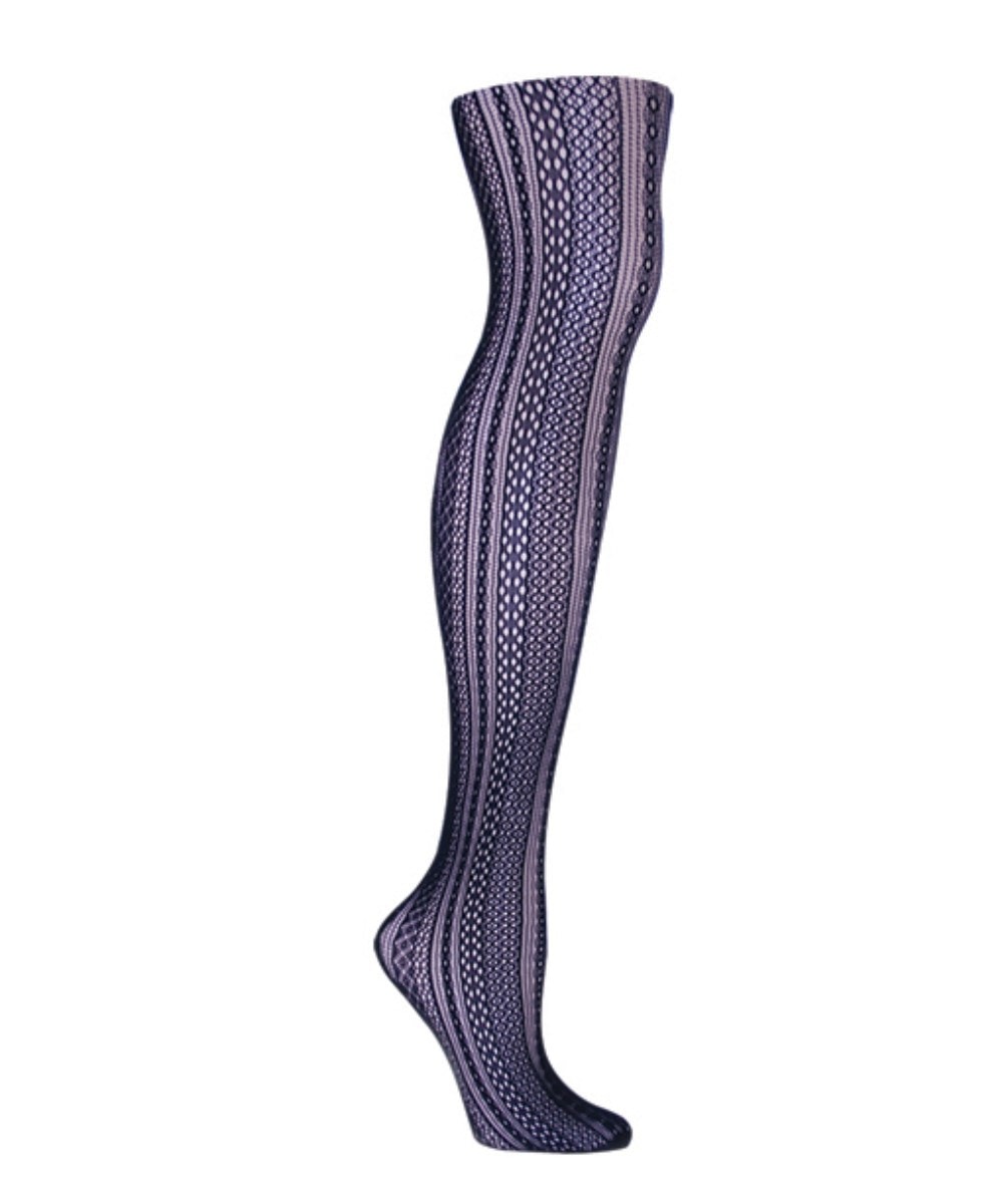 Picture of Memoi MS1-107-00001-S-M Optic Spiral Net Tights for Womens, Black - Small-Medium