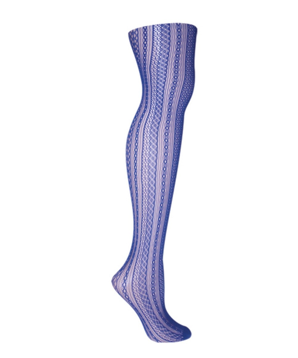 Picture of Memoi MS1-107-40113-S-M Optic Spiral Net Tights for Womens, Moonlight Blue - Small-Medium