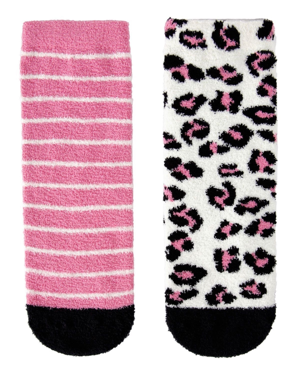 MKF-9601-00001-OS Leopard Girls Fuzzy Socks, Black - One Size - Pack of 4 -  Memoi