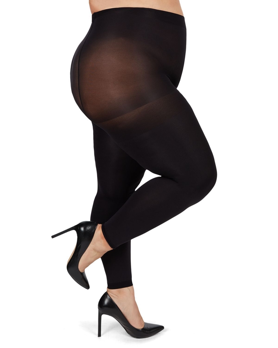 MM-2344-00001-3X-4X Plus Size Curvy Super Matte Control Top Footless Tights for Womens, Black - 3X-4X