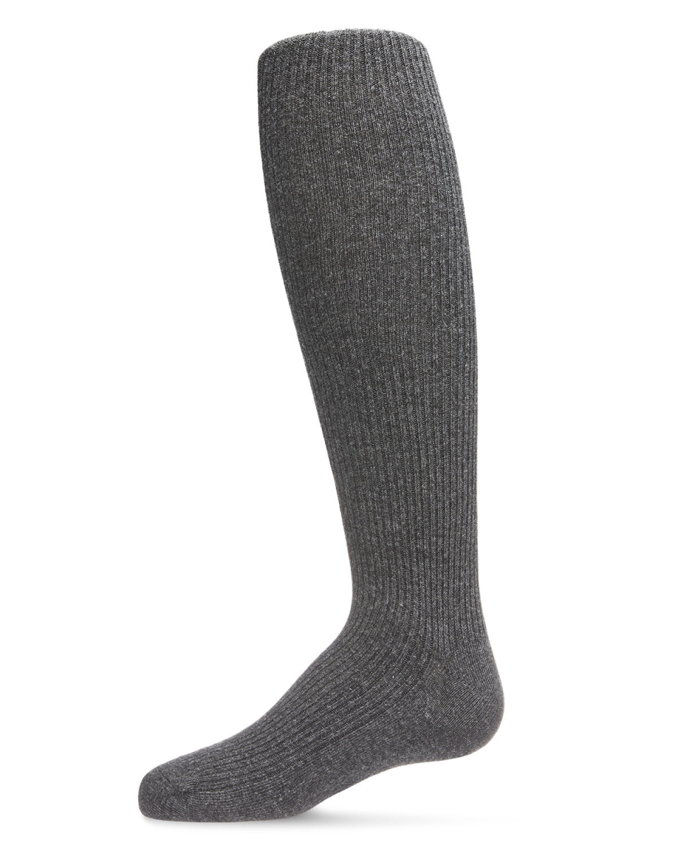 Infant Thin Ribbed Cotton Blend Basic Non-Binding Tights - Charcoal / 0-6