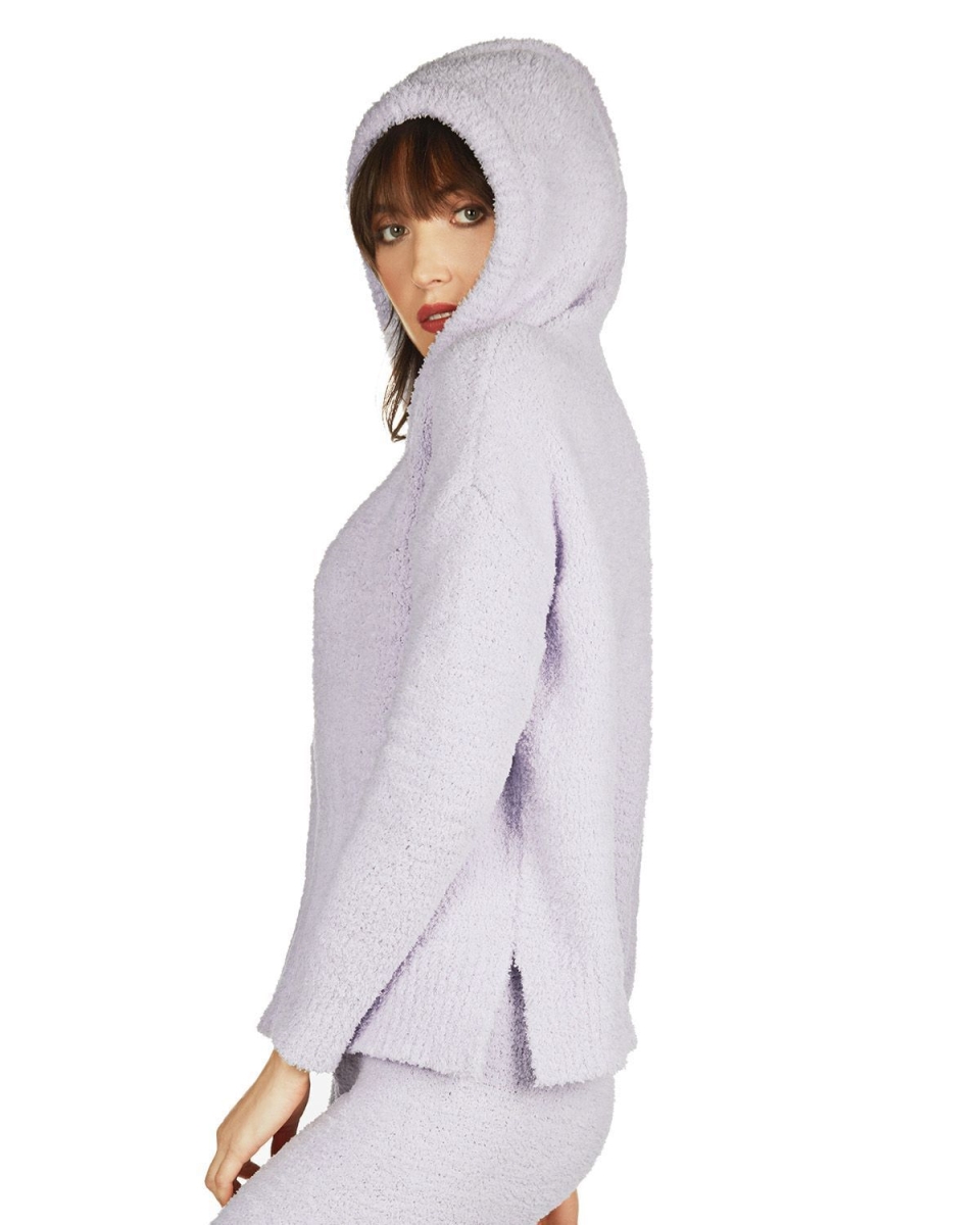 Chenille Drawstring Hoodie for Womens Purple Heather - Small