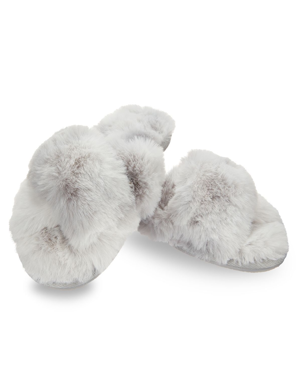 The Josephine Plush Slippers for Womens - Gray - Medium - 7-8