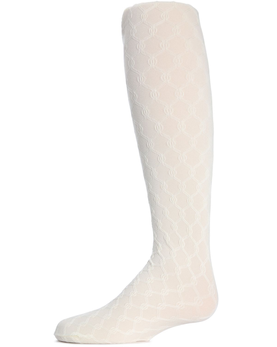 MK-708-75002-2-4 Unique Link Girls Tights, Ivory - Size 2-4