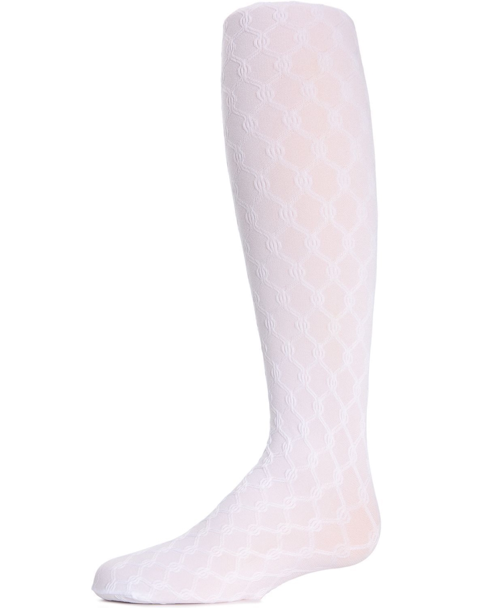MK-708-10103-4-6 Unique Link Girls Tights, White - Size 4-6